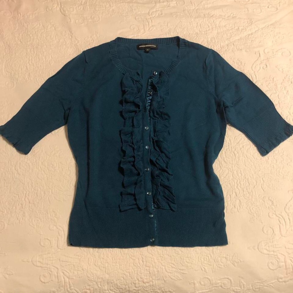 Express Ruffled Cardigan, Size M - Picture 2 of 6